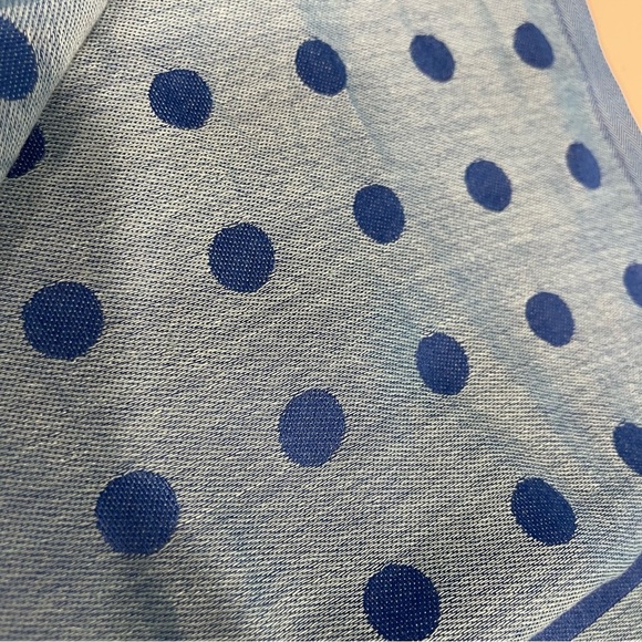 Talbots Blue Teal Dots & Stripes Scarf - Picture 2 of 7